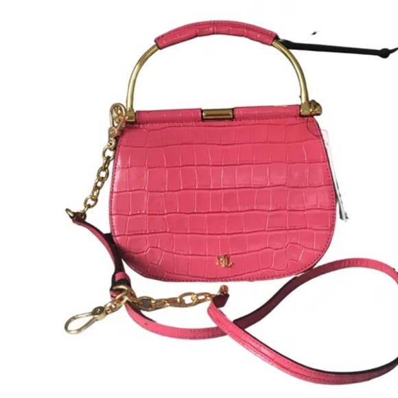 💕Ralph Lauren pink leather satchel crossbody💕 - Picture 3 of 9
